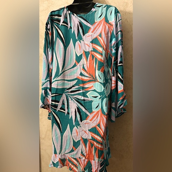 Anne Cole Multicolor Leaf Print Swim Cover-Up - Picture 4 of 6